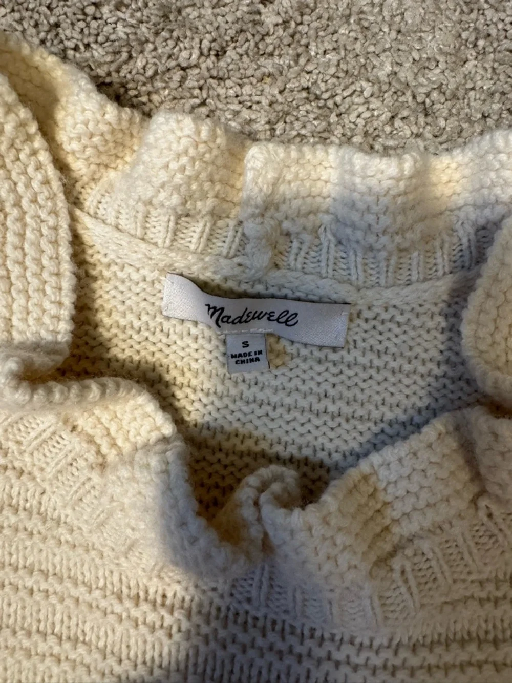 Madewell Ivory Ruffle-Trim Ribbed Sweater - Picture 3 of 4